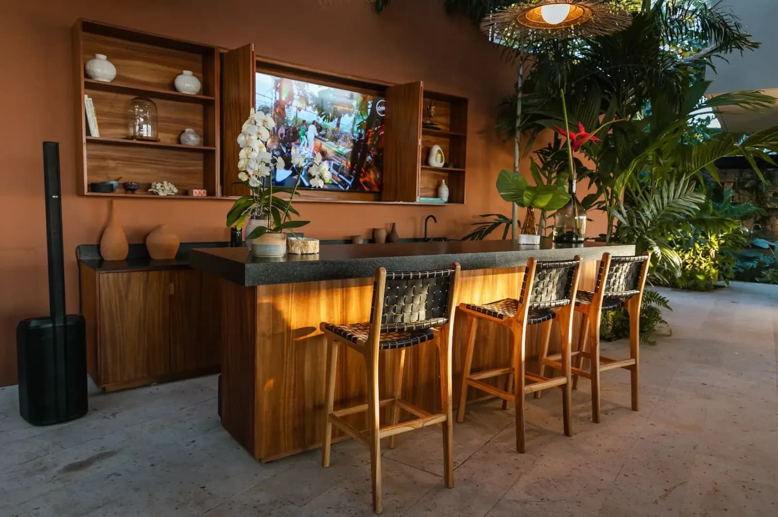 Wooden property bar with plants from SYPA’s existing real estate portfolio