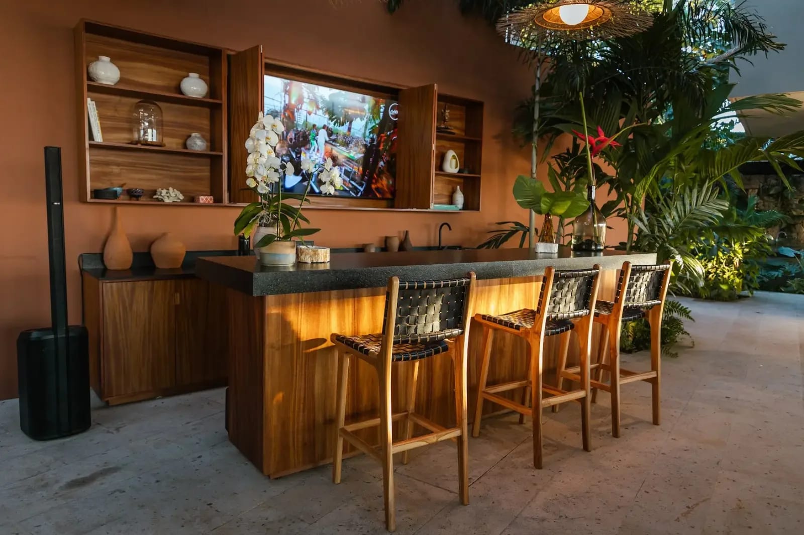 Wooden property bar with plants from SYPA’s existing real estate portfolio